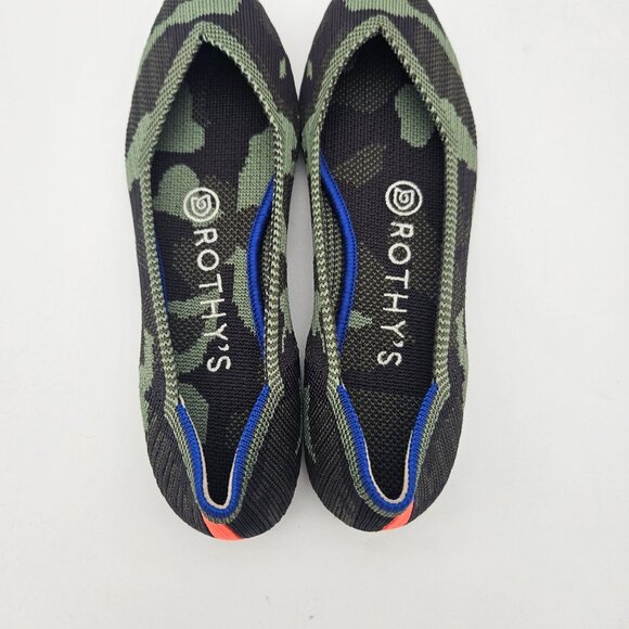 Rothys The Point Olive Camo Slip On Flats Womens Size 5.5 NEW - Picture 3 of 7